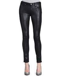 7 For All Mankind Leather Like Skinny Jeans Black