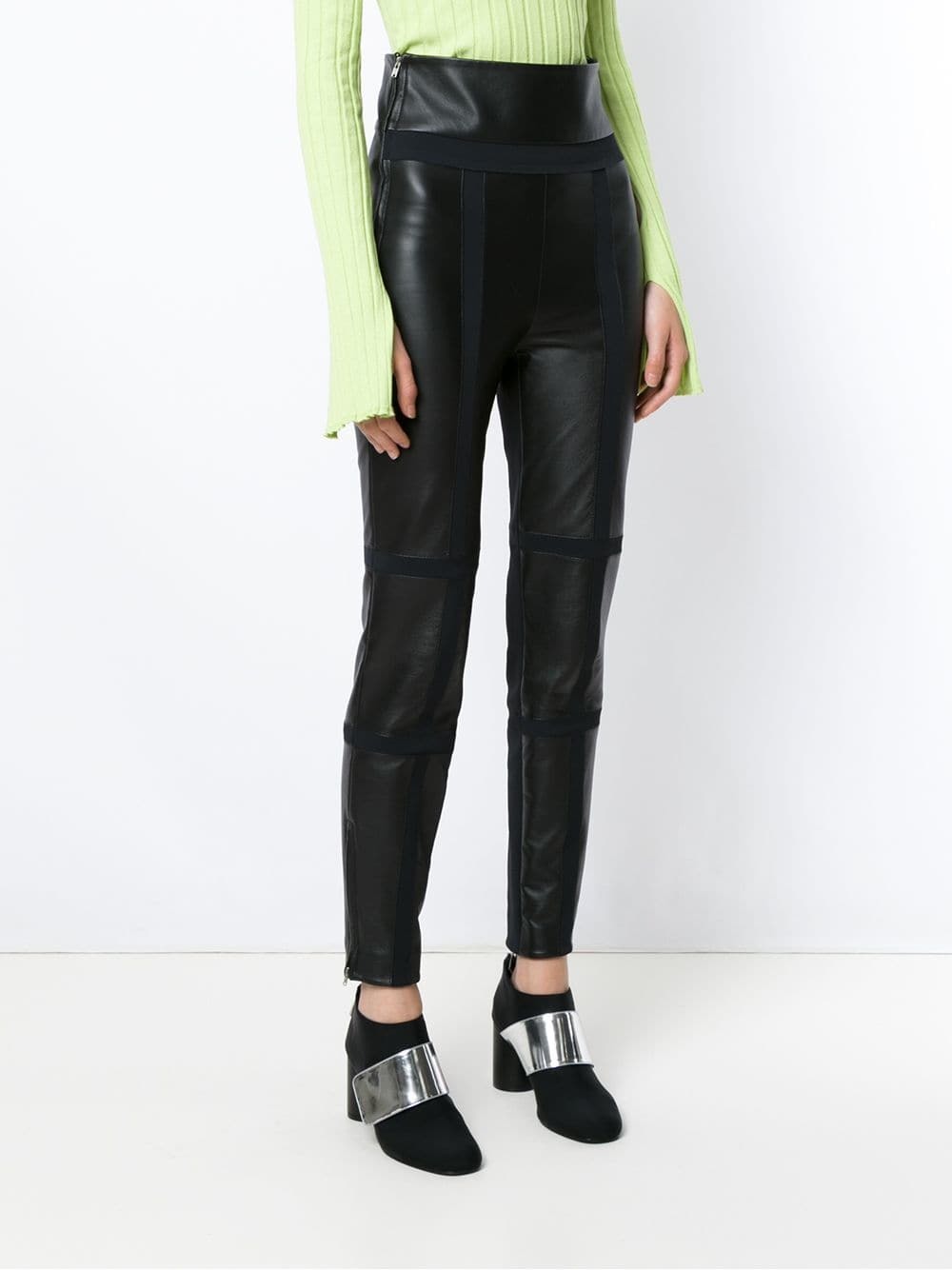 Gloria Coelho Leather Panels Skinny Trousers, $649 | farfetch.com ...