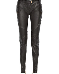 Balmain Leather Skinny Pants Black