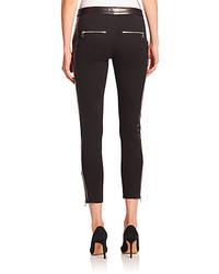RED Valentino Leather Stretch Paneled Leggings