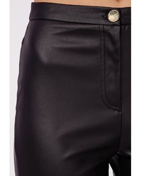 Missguided Lidiar Pu Button Front Trousers Black