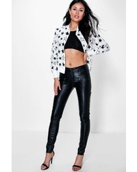 Boohoo Lua Zip Front Leather Look Skinny Trousers