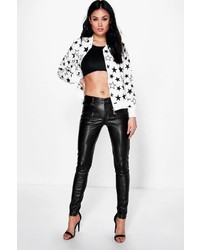 Boohoo Lua Zip Front Leather Look Skinny Trousers