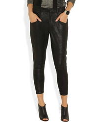 Helmut Lang Patina Brushed Stretch Leather Tapered Pants