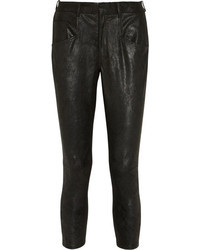 Helmut Lang Patina Brushed Stretch Leather Tapered Pants