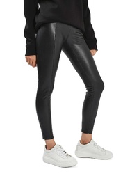 Topshop Faux Leather Percy Lace Up Skinny Pants High Waisted Black