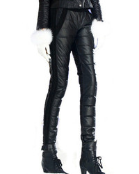 ChicNova Pu Leather Down Pants With Panel Details