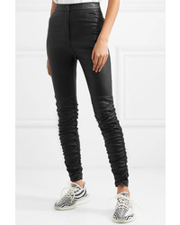 alexanderwang.t Ruched Stretch Leather Skinny Pants