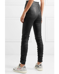 alexanderwang.t Ruched Stretch Leather Skinny Pants