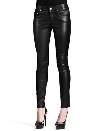 Saint Laurent Skinny Leather Ankle Pants, $2,890 | Neiman Marcus ...