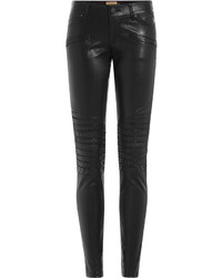 True Religion Skinny Leather Pants With Moto Detail