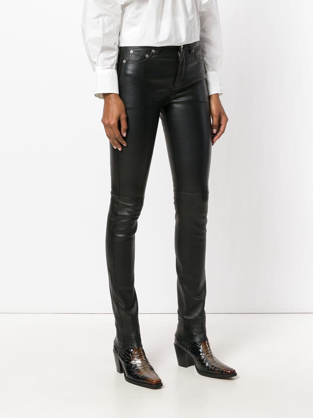 Saint Laurent Skinny Leather Trousers, $2,690 | farfetch.com | Lookastic