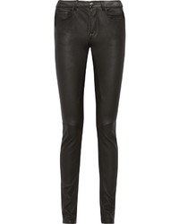 Rick Owens Stretch Leather And Cotton Blend Skinny Pants