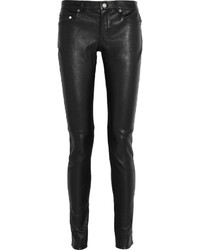 Saint Laurent Stretch Leather Skinny Pants Black