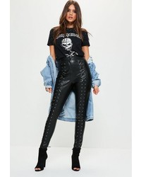 Missguided Tall Black Faux Leather Skinny Trousers
