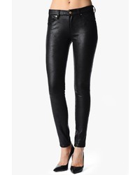 7 For All Mankind The Seamed Skinny In Crackled Leather Like Black