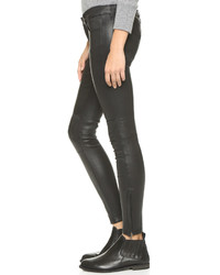 Current/Elliott The Stretch Leather Moto Pants With Ankle Zips