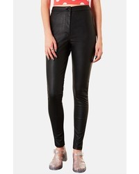 Topshop faux leather skinny pants in black - ShopStyle