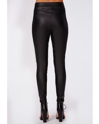 Missguided Veronika Pu Zip Waist Trousers Black