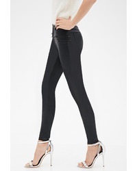 Forever 21 Zippered Coated Skinny Pants