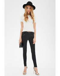 Forever 21 Zippered Coated Skinny Pants