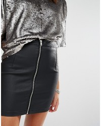 Missguided Coated Zip Front Skirt