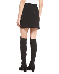 Alice + Olivia Darcie Double Layer Leather Combo Mini Skirt