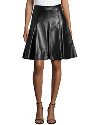 Versace Flare Leather Skirt Black