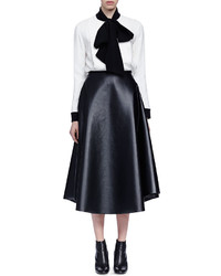 Lanvin Full Leather Midi Skirt Black