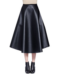 Lanvin Full Leather Midi Skirt Black