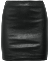 The Row Loattan Stretch Leather Mini Skirt Black
