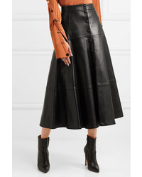 Michael Kors Michl Kors Collection Leather Midi Skirt Black