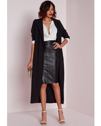 Missguided Petite Black Faux Leather Midi Skirt