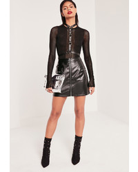 Missguided Zip Pocket Detail Zip Through Faux Leather Skirt