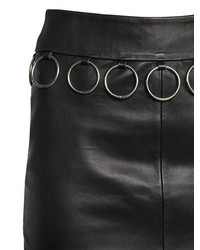 Jeremy Scott Nappa Leather Skirt With Ring Trim