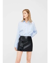 Mango Ruffled Leather Skirt