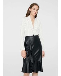 Mango Ruffled Leather Skirt