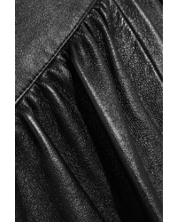 Saint Laurent Tiered Leather Skirt Black