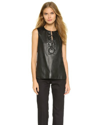 Tess Giberson Lace Up Leather Panel Top