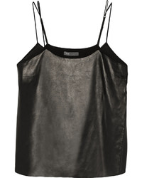 Vince Leather And Silk Chiffon Camisole