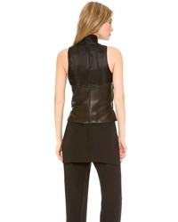 Sally Lapointe Leather Shell With Organza Halter