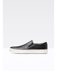 Vince Ace Stamped Croc Leather Slip On Sneaker