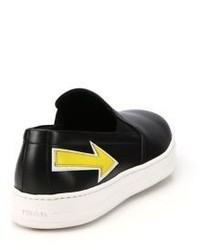 Prada Arrow Slip On Leather Sneakers