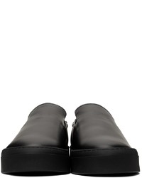 The Row Black Leather Dean Slip On Sneakers