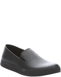 Kenneth Cole New York Black Leather Double Or Nothing Slip On Sneakers