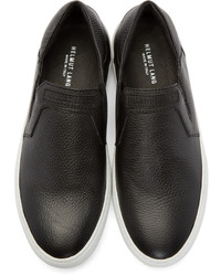 Helmut Lang Black Leather Slip On Sneakers