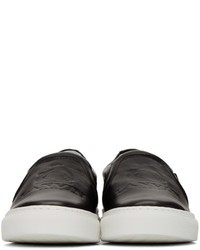 Lanvin Black Leather Slip On Sneakers