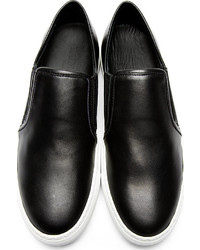 Balmain Black Leather Slip On Sneakers