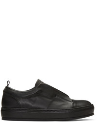 Wooyoungmi Black Leather Slip On Sneakers