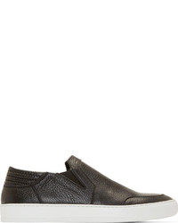 Helmut Lang Black Leather Slip On Sneakers